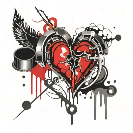 beating heart with a wedding ring  tattoo design idea