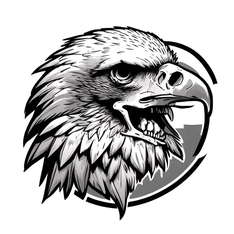 full eagle stand skull tattoo design idea