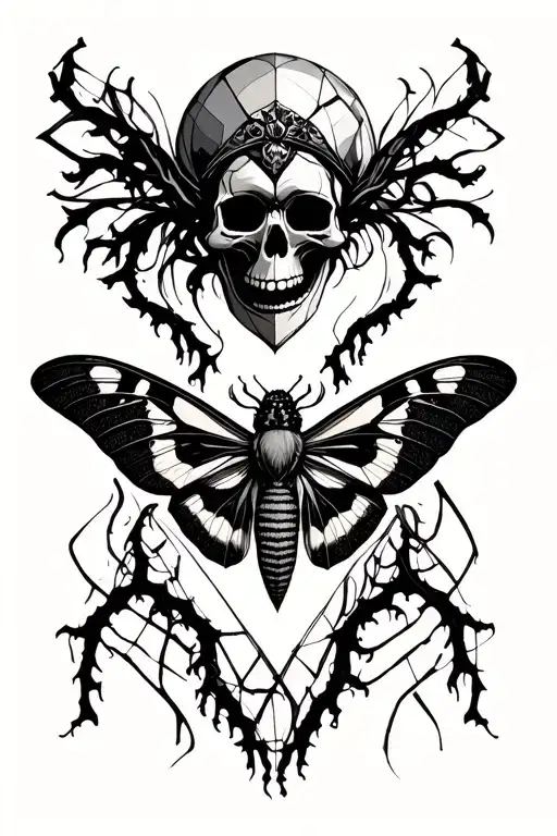 god of death moth with skulls tattoo design idea