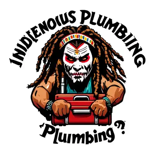 "Indigenous Plumbing " dreadlock painted face Native American plumber holding a toolbox tattoo design idea