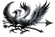 bow arrow and phoenix bird  tattoo design idea