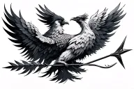 bow arrow and phoenix bird  tattoo design idea