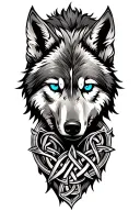 wolf with blue eyes on armor tattoo design featuring Celtic trinity knot  tattoo design idea