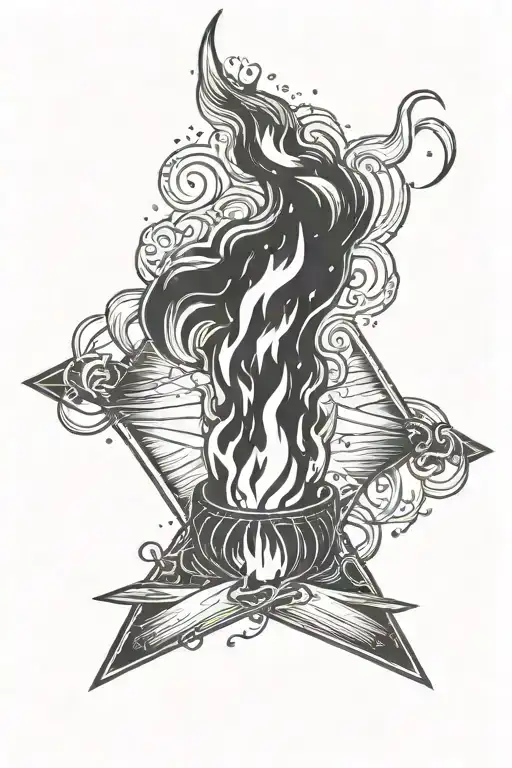 a bonfire and the space tattoo design idea