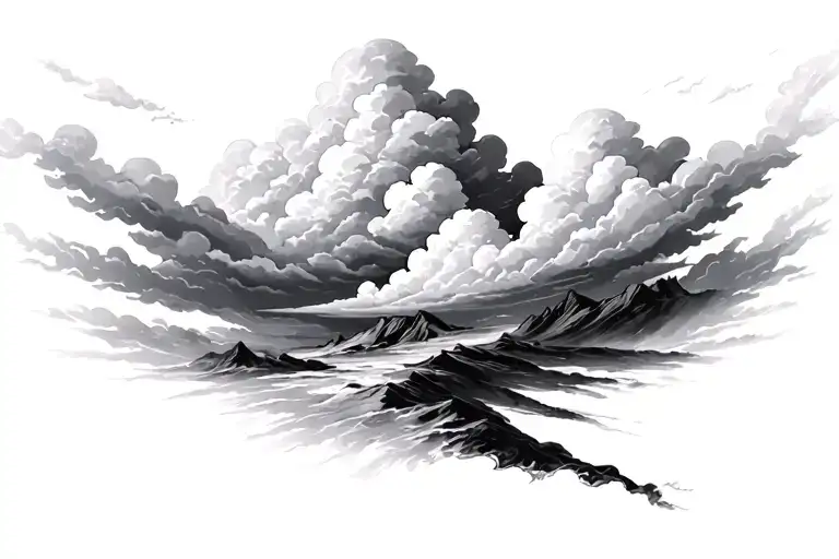Storm clouds in background tattoo design idea