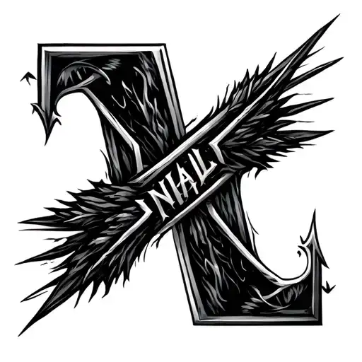 letter N and Kali linux logo merged tattoo design idea