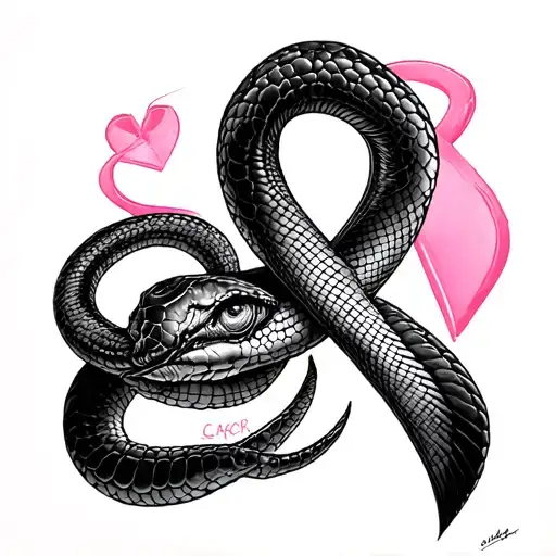 Breast Cancer but instead of pink it's cobra skin tattoo design idea