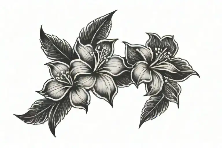 Hawaii flowers, stitch above tattoo design idea