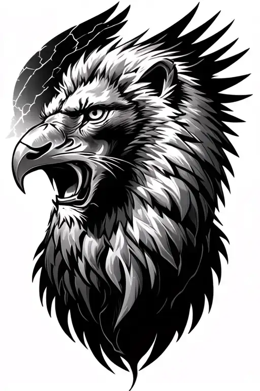 lion eagle spartan lighting storm tattoo design idea