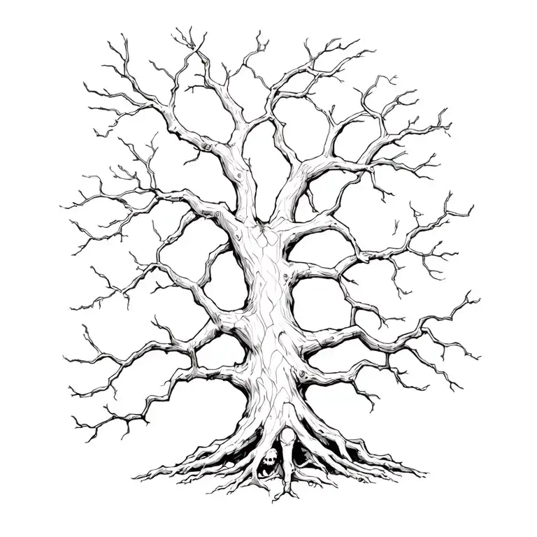 hangman tree with corpses tattoo design idea