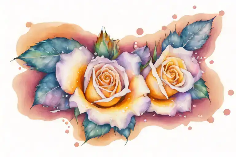 roses in purple with water drops tattoo design idea