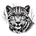 snow leopard forest landscape with a hidden tattoo design idea