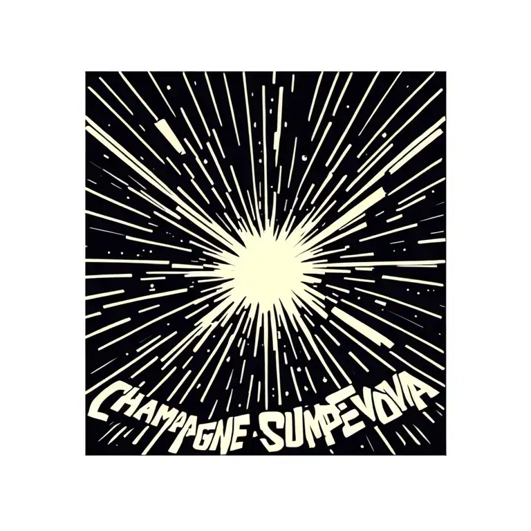 "champagne supernova in the sky" supernova explosion tattoo design idea