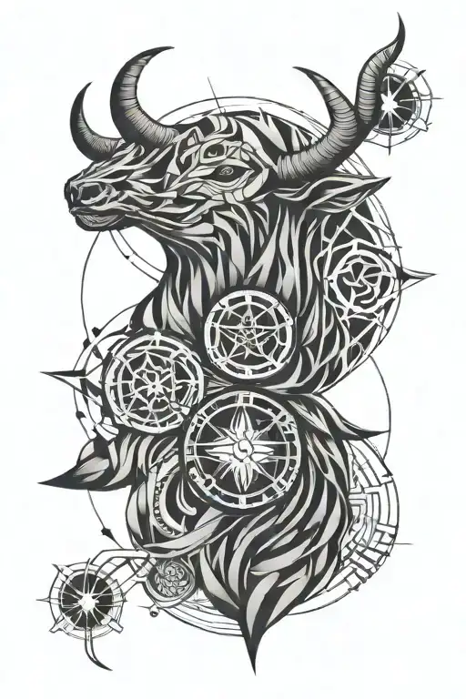 astrological sign of taurus virgo and capricorn tattoo design idea
