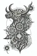 astrological sign of taurus virgo and capricorn tattoo design idea