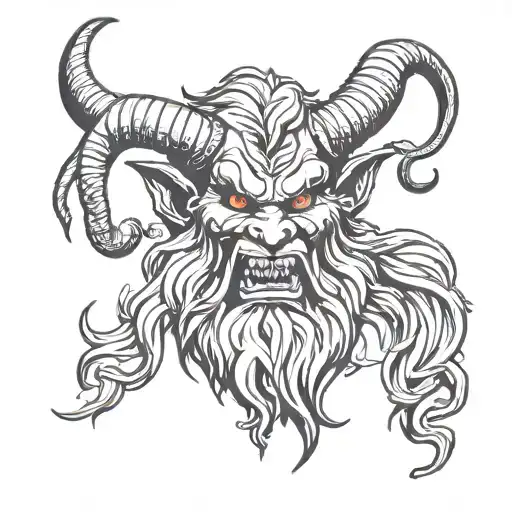krampus head tattoo design idea