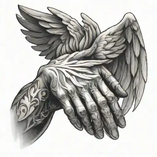 Angemon hand reaching out to touch tattoo design idea