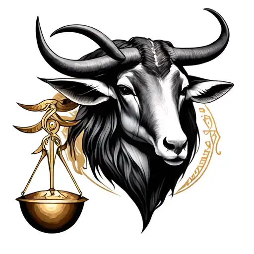 libra and taurus zodiac sign tattoo design idea