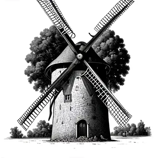 Gothic windmill dutch style tattoo design idea