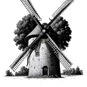 Gothic windmill dutch style tattoo design idea