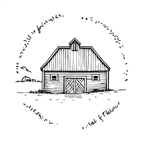 old barn building tattoo design idea