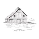 old barn building tattoo design idea