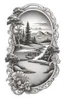 Golf landscape tattoo design featuring tattoo design idea