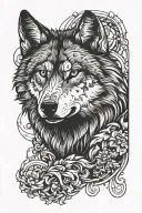 Wolf tattoo, side profile with a slightly evil look and in a fineline style with not so many details tattoo design idea
