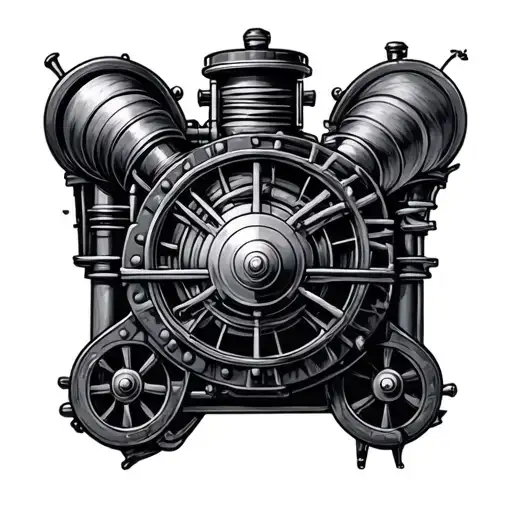steam engine tattoo design idea