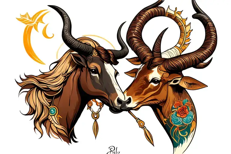 Sagittarius and Taurus tattoo design idea