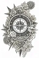 compass and outdoor and travel stickers tattoo design idea