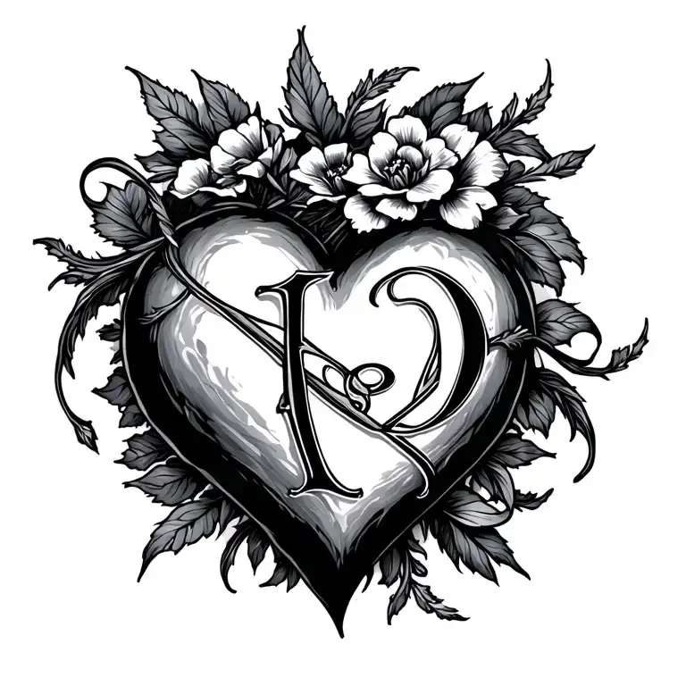 heart initial D tattoo design idea