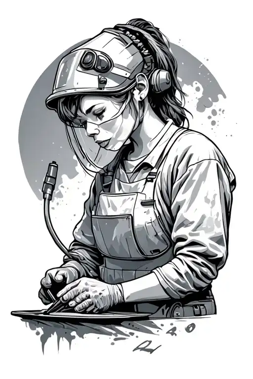 welder Sara hardwork patience discipline tattoo design idea