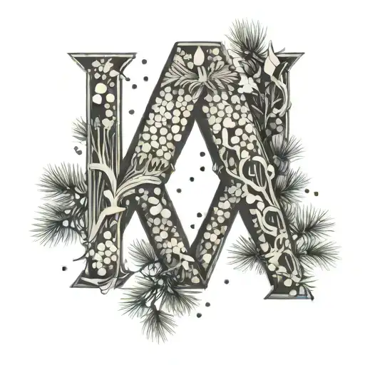 pine letters m e j tattoo design idea