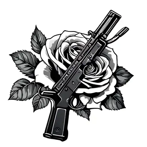ak47 and a rose tattoo design idea