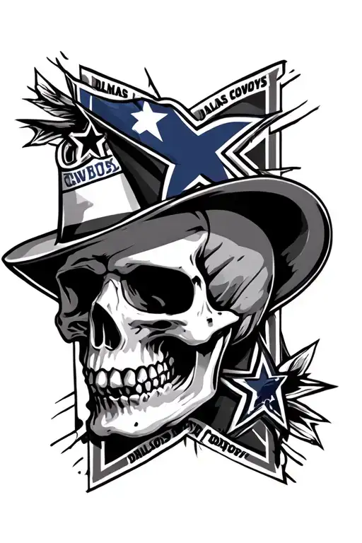 skull, Dallas Cowboys Star, Texas flag tattoo design idea
