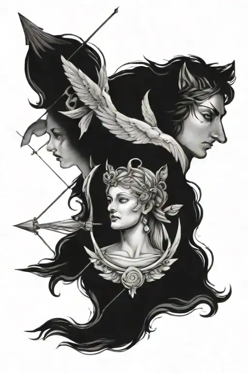 Apollo and Artemis inspired tattoo tattoo design idea