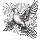 dove flying sun light rays tattoo design idea