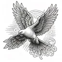 dove flying sun light rays tattoo design idea