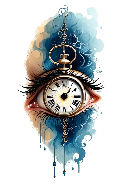  eye with a clock inside tattoo design idea