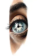  eye with a clock inside tattoo design idea