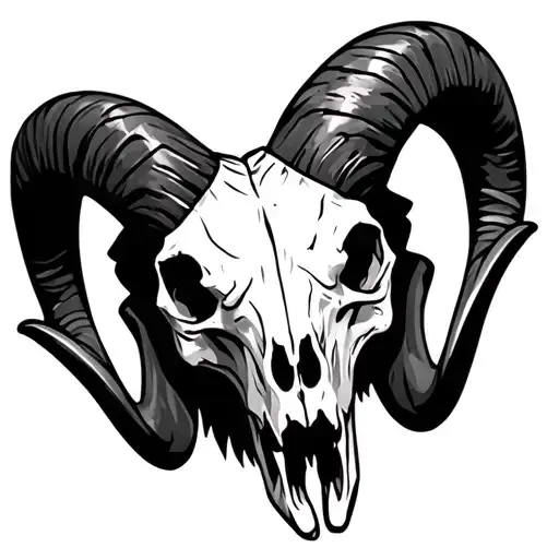 Ram skull black devil horns tattoo design idea