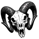 Ram skull black devil horns tattoo design idea