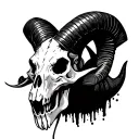 Ram skull black devil horns tattoo design idea
