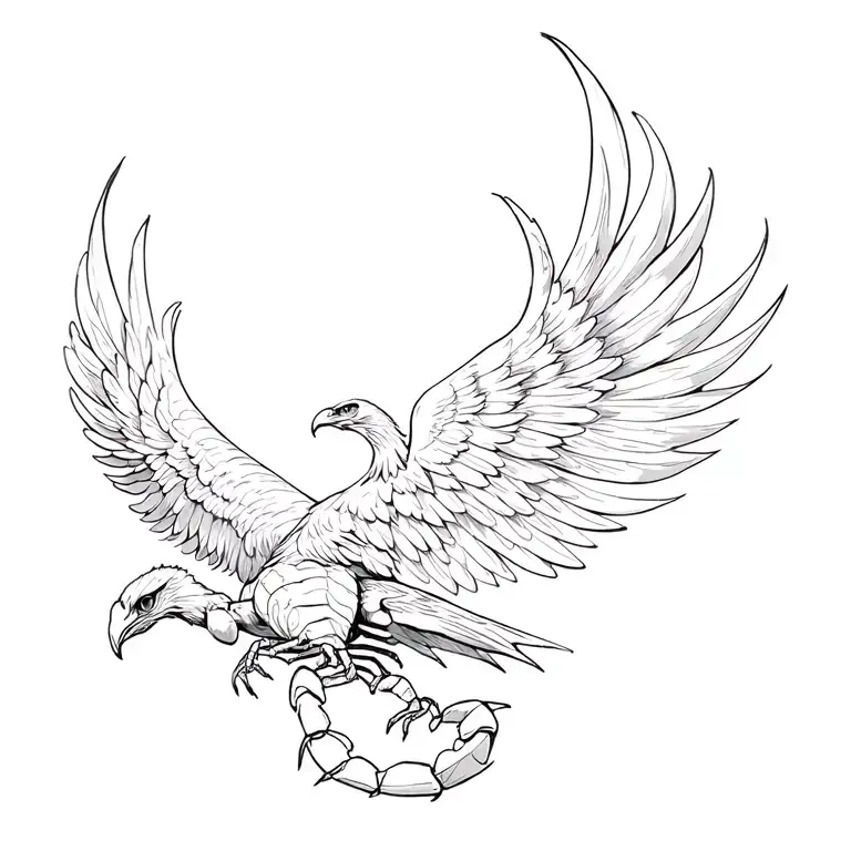 Scorpion Eagle Phoenix tattoo design idea