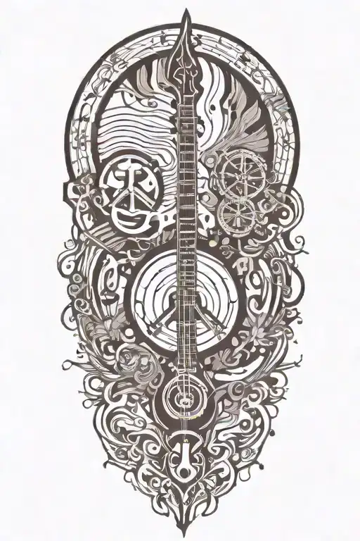 Music Peace travel inspired design tattoo design idea