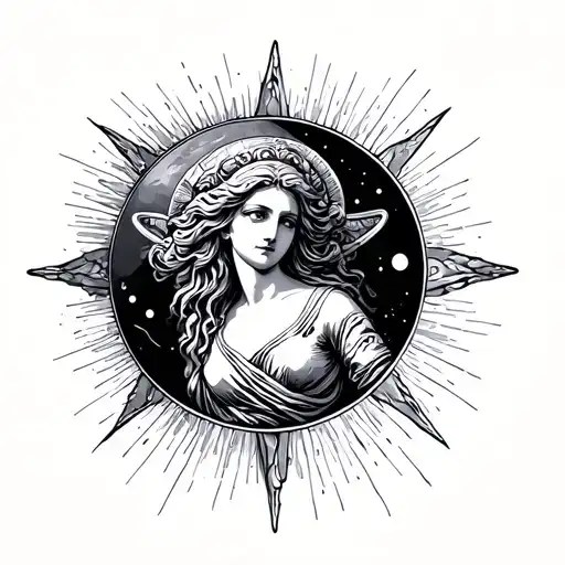 Venus planet, Aphrodite,pearl tattoo design idea
