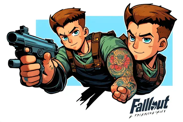 Fallout Vault boy showing tattoo design idea