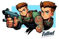 Fallout Vault boy showing tattoo design idea