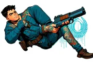 Fallout Vault boy showing tattoo design idea